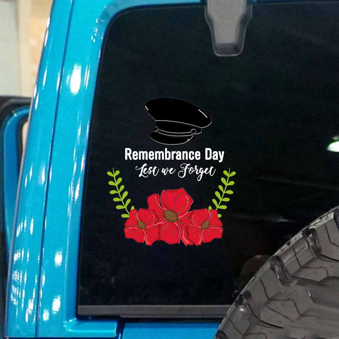 Lest We Forget  Decal, Hat Soldier Remembrance Day Sticker