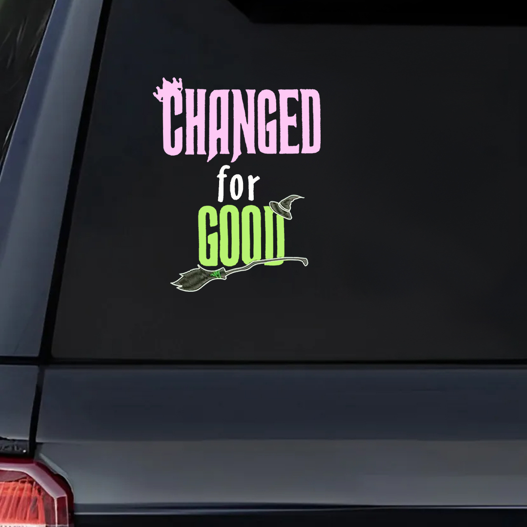 Wicked Changed For Good Crown, Hat and Broom Sticker