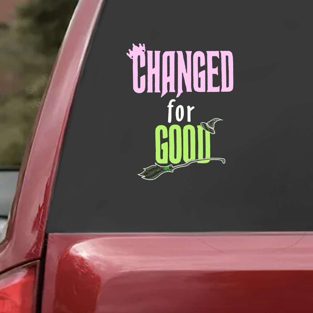 Wicked Changed For Good Crown, Hat and Broom Sticker