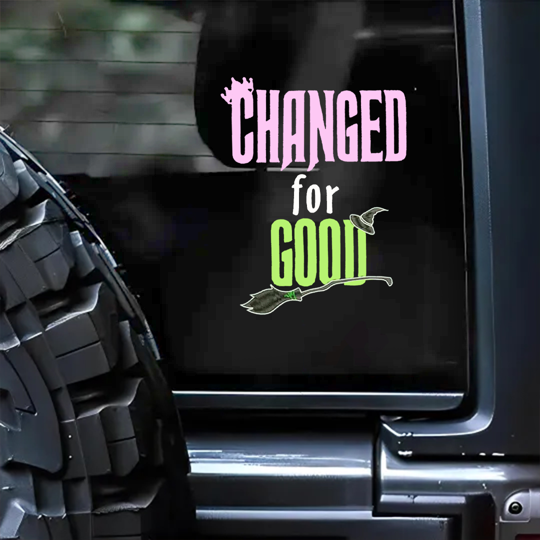 Wicked Changed For Good Crown, Hat and Broom Sticker