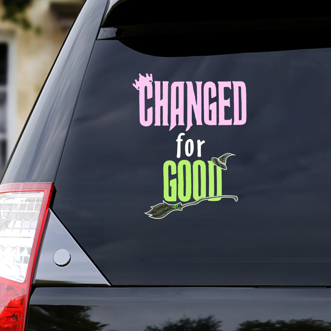 Wicked Changed For Good Crown, Hat and Broom Sticker