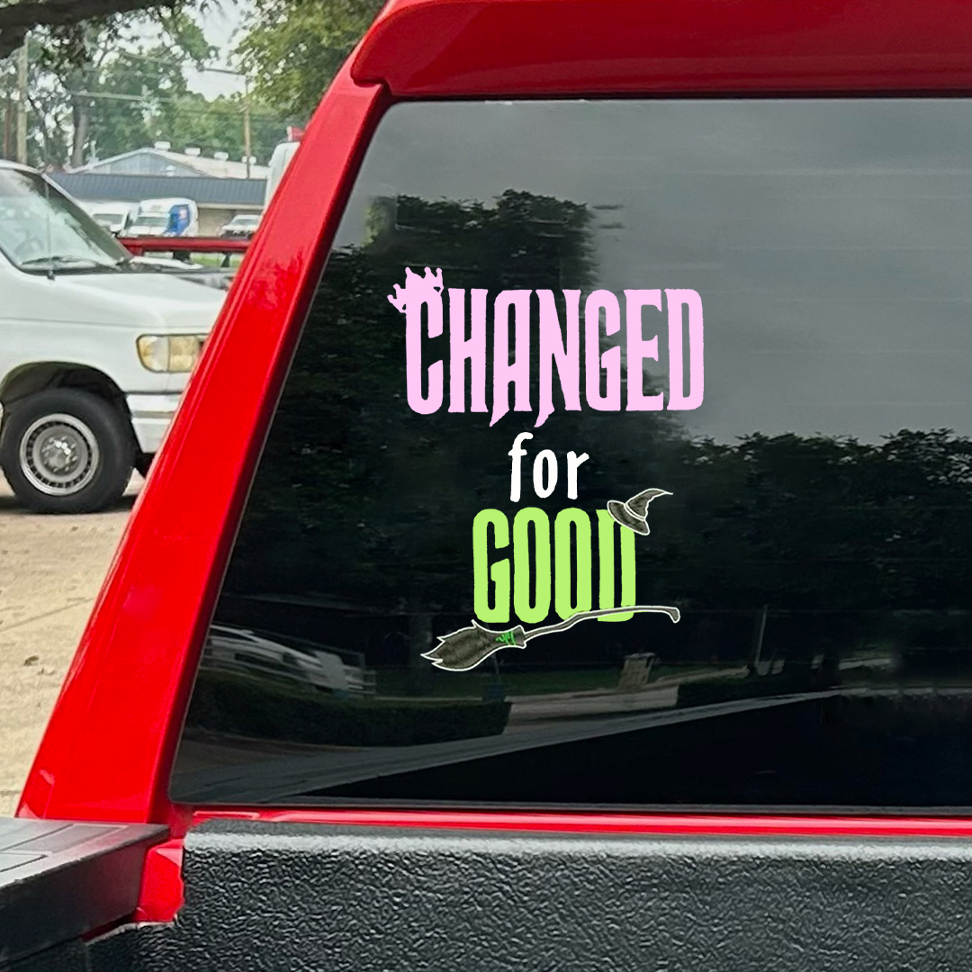 Wicked Changed For Good Crown, Hat and Broom Sticker