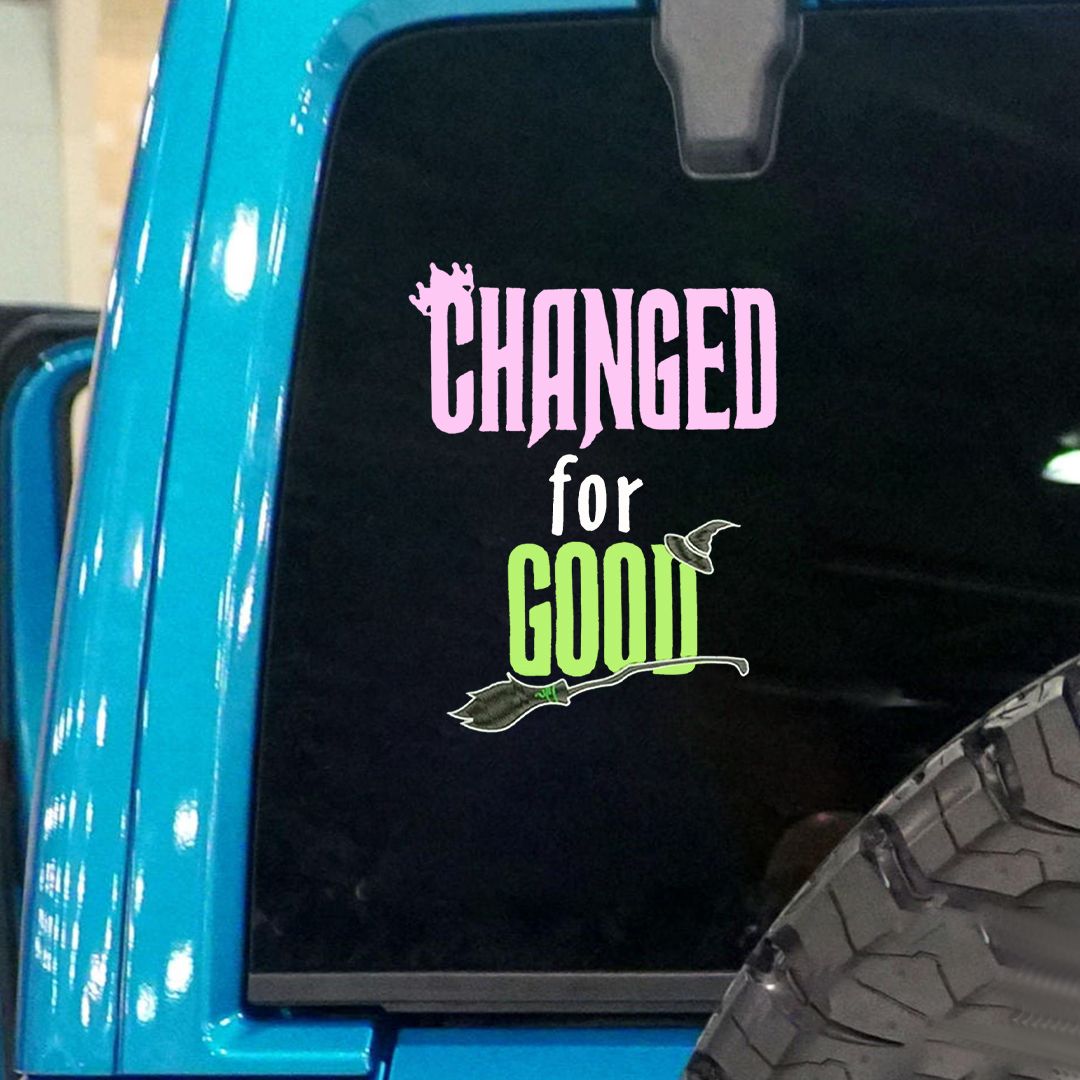Wicked Changed For Good Crown, Hat and Broom Sticker