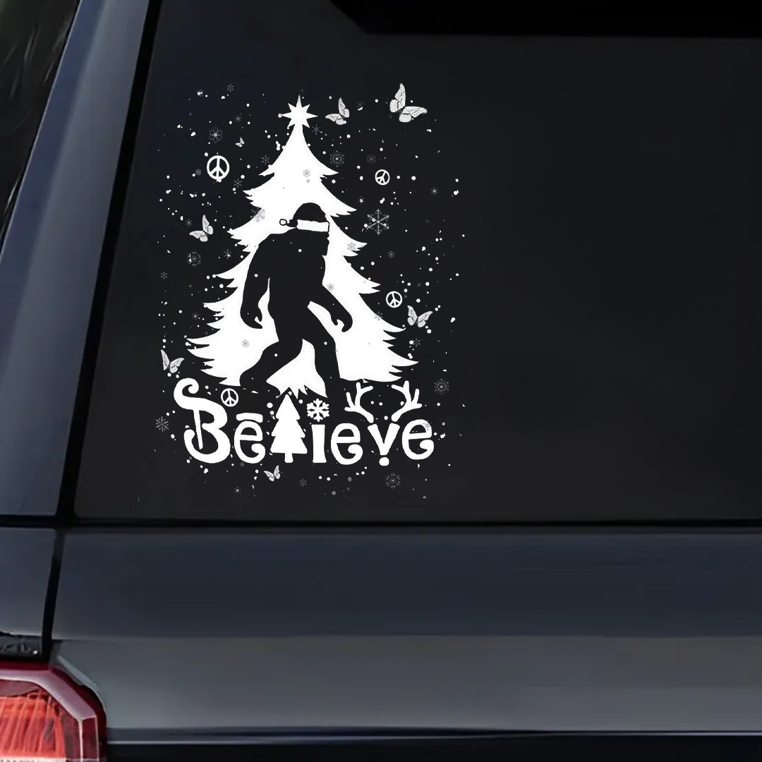Snowy Christmas Tree Believe Sticker