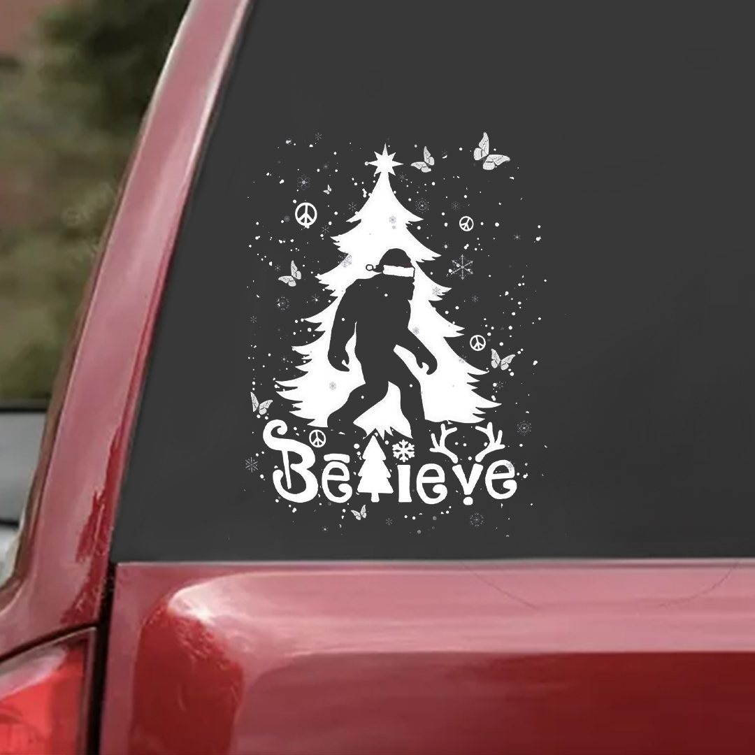 Snowy Christmas Tree Believe Sticker