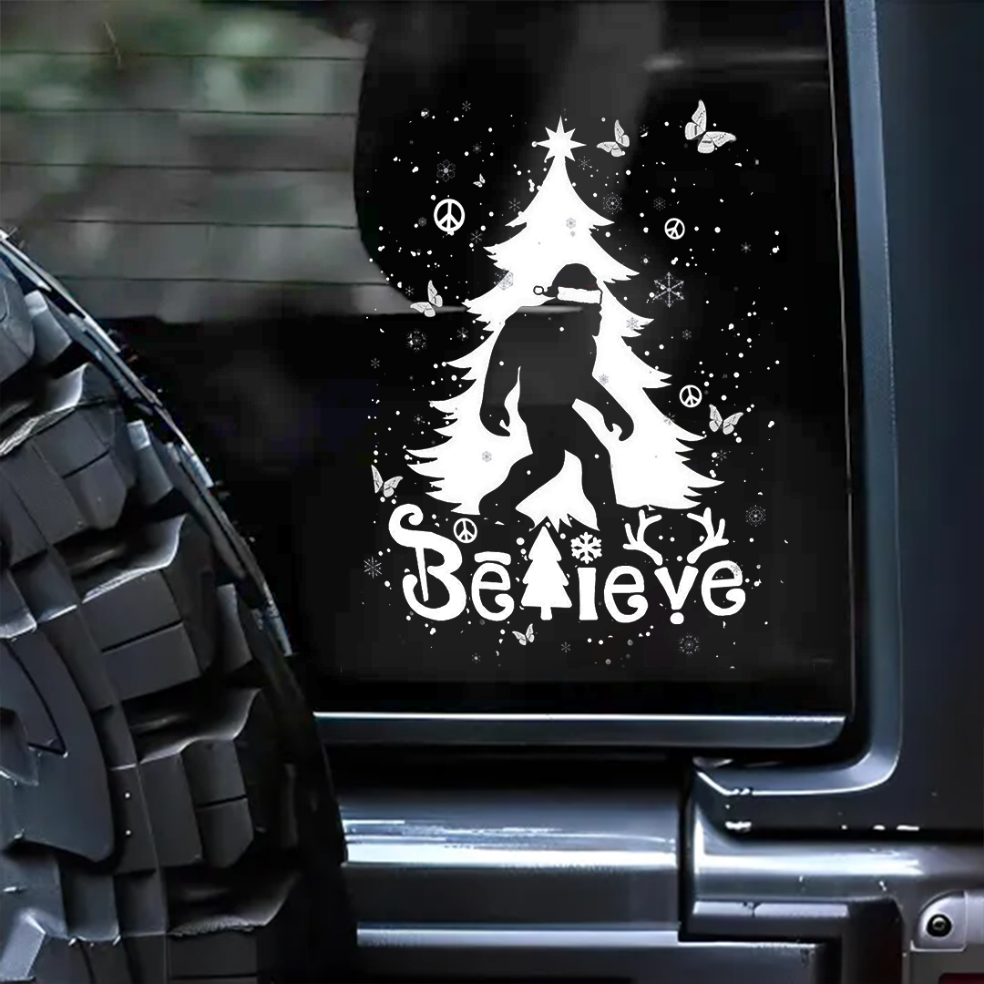 Snowy Christmas Tree Believe Sticker