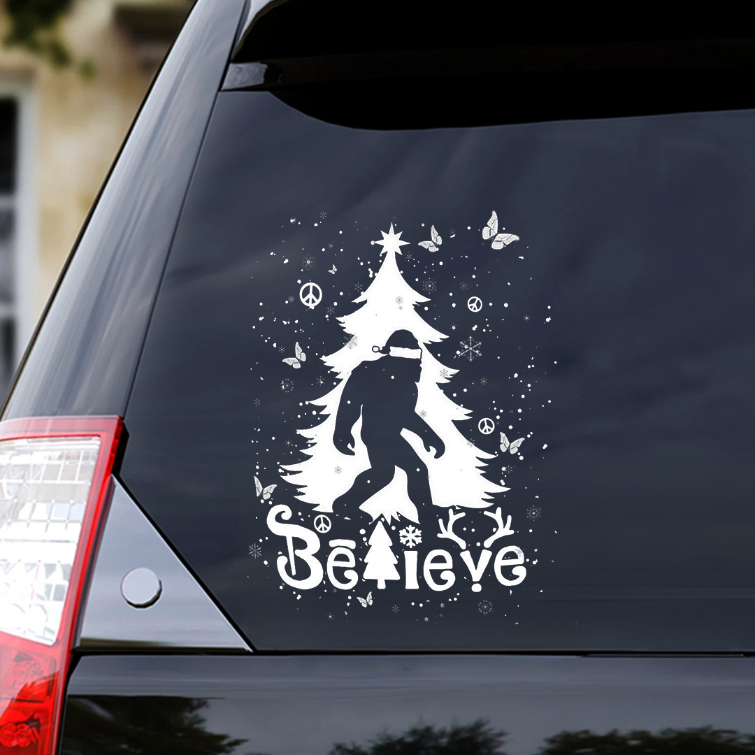 Snowy Christmas Tree Believe Sticker
