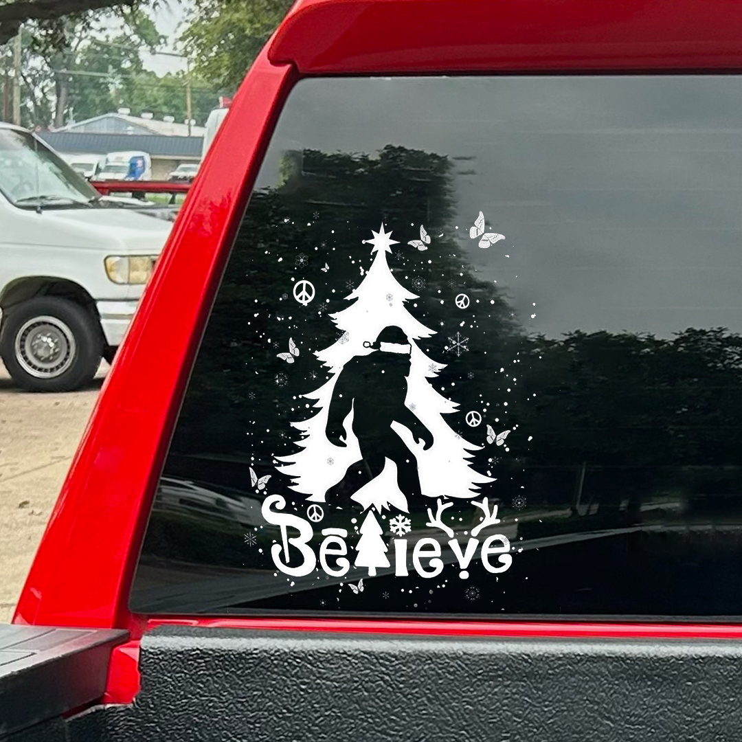 Snowy Christmas Tree Believe Sticker
