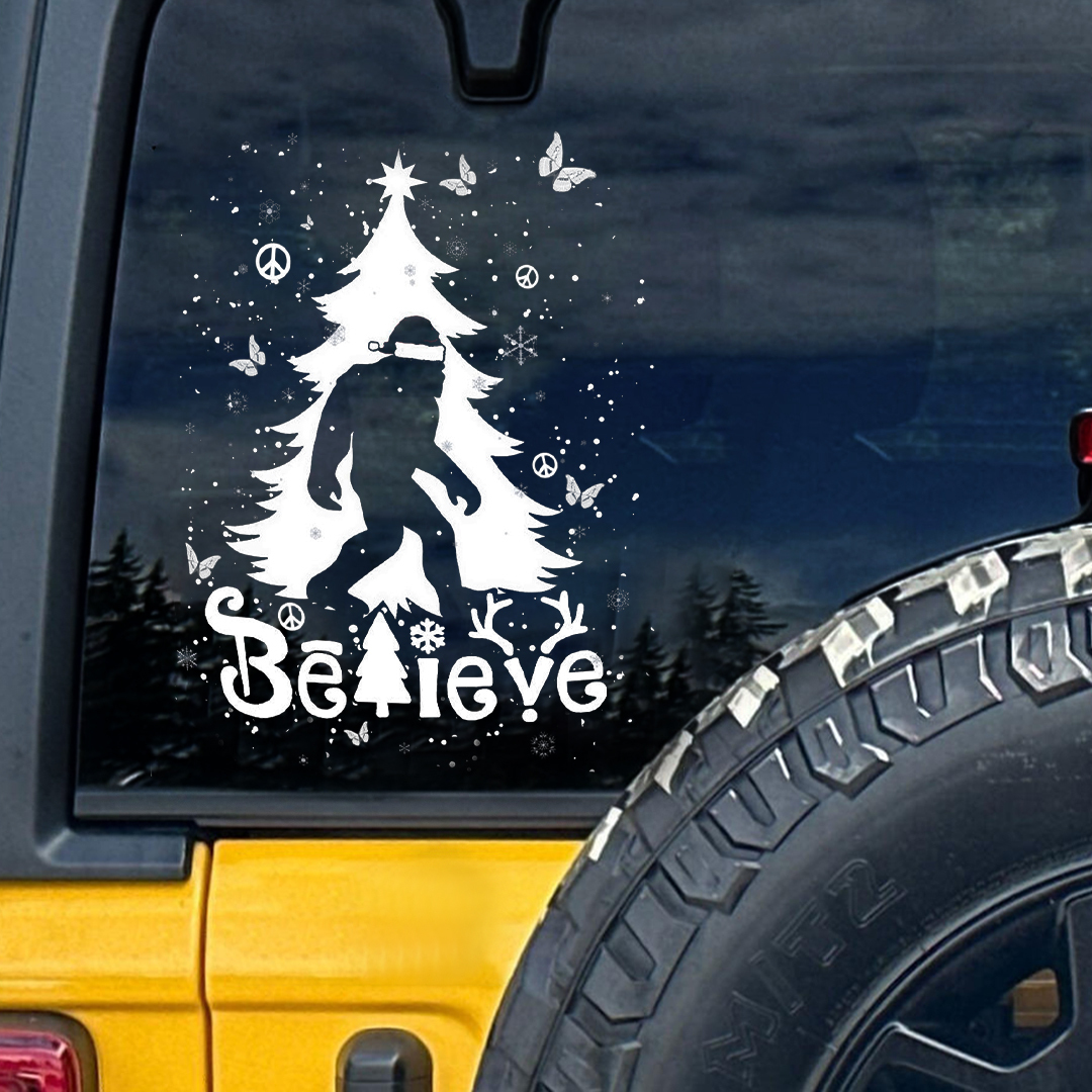 Snowy Christmas Tree Believe Sticker