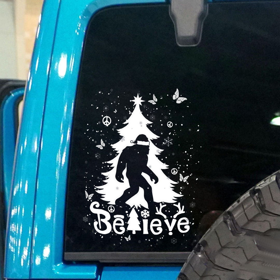 Snowy Christmas Tree Believe Sticker