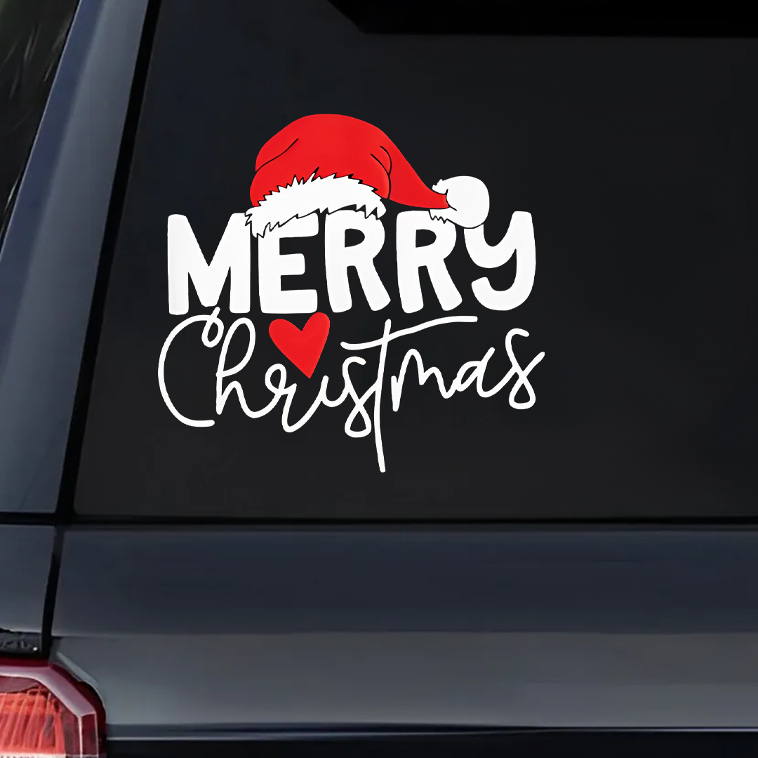 Merry Christmas Red Heart Sticker