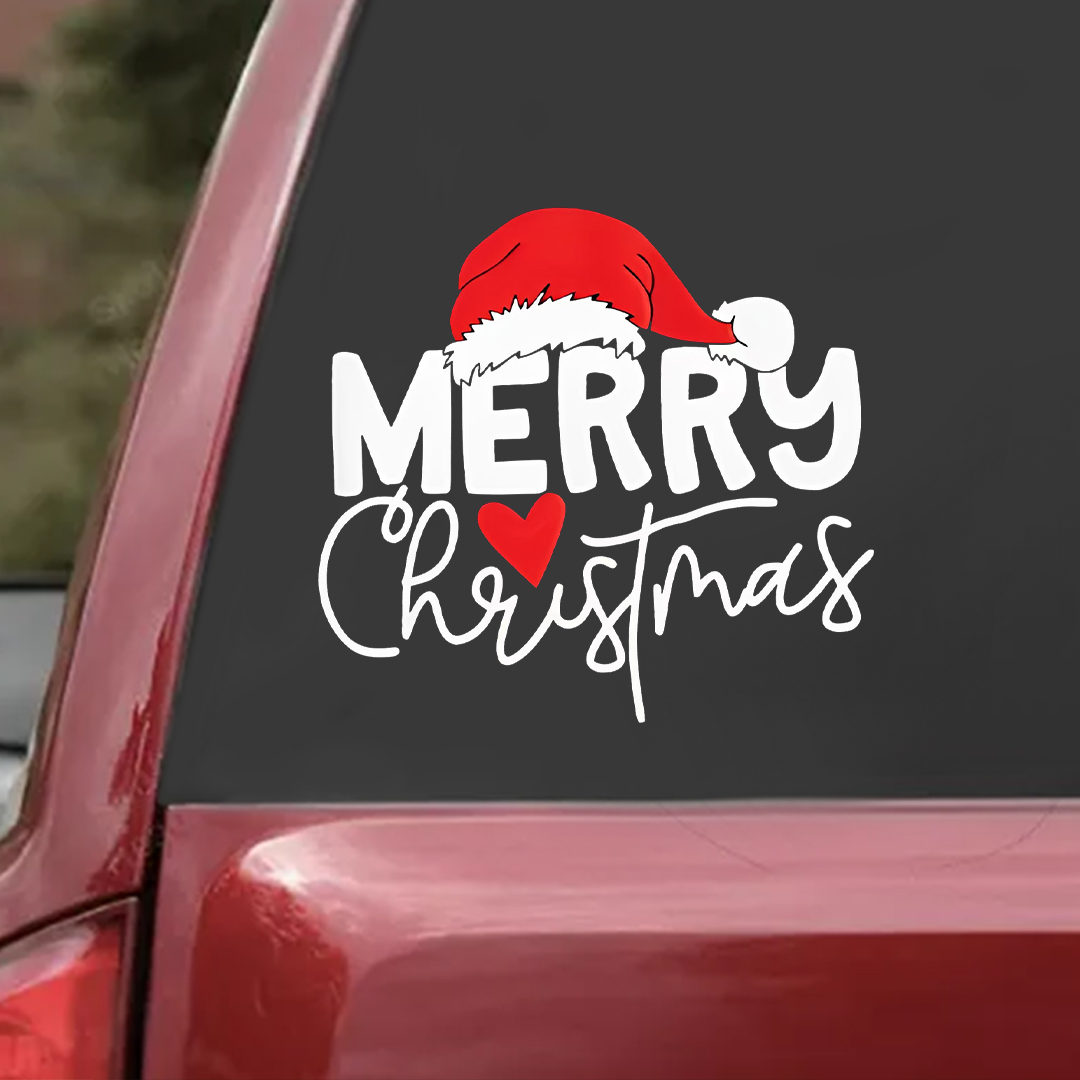 Merry Christmas Red Heart Sticker