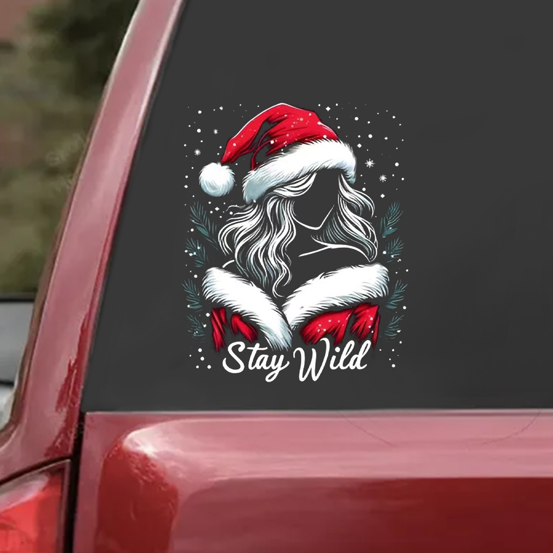 Stay Wild Female Santa Sticker