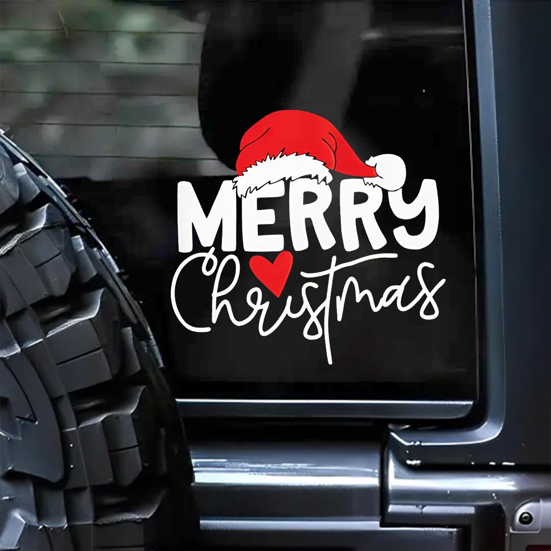 Merry Christmas Red Heart Sticker