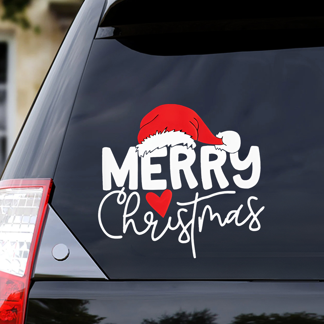 Merry Christmas Red Heart Sticker