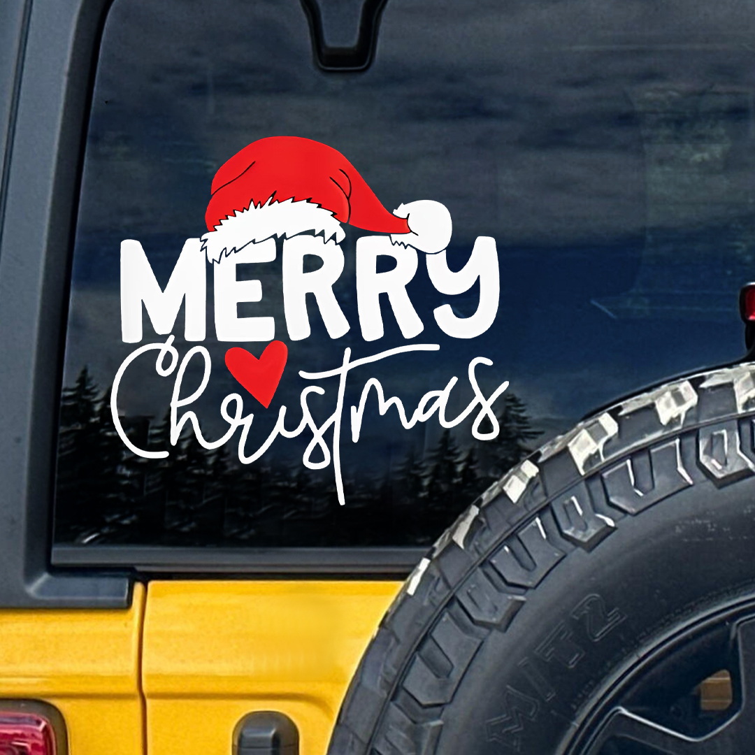 Merry Christmas Red Heart Sticker