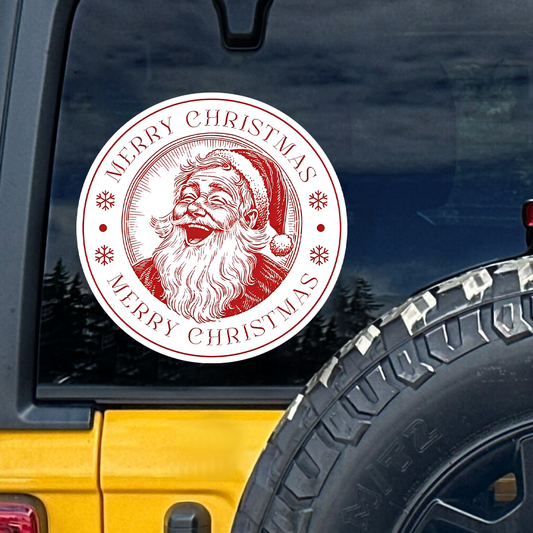 Merry Christmas Laughing Santa Sticker