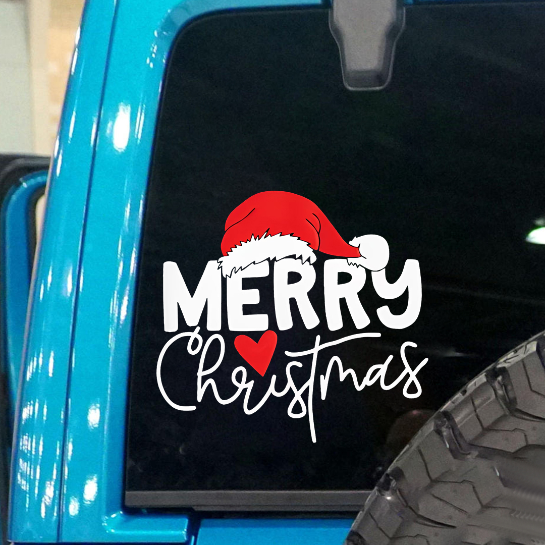 Merry Christmas Red Heart Sticker