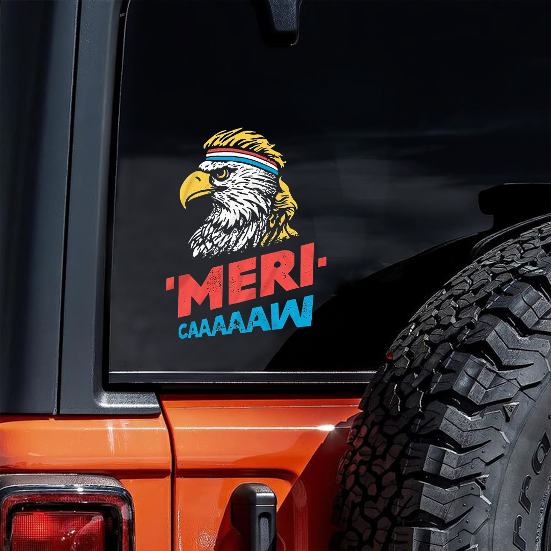 MERI-CAAAW Patriotic Eagle Car Decal