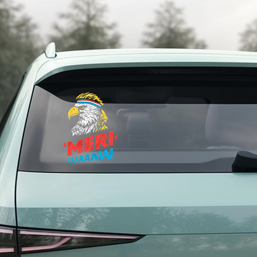 MERI-CAAAW Patriotic Eagle Car Decal