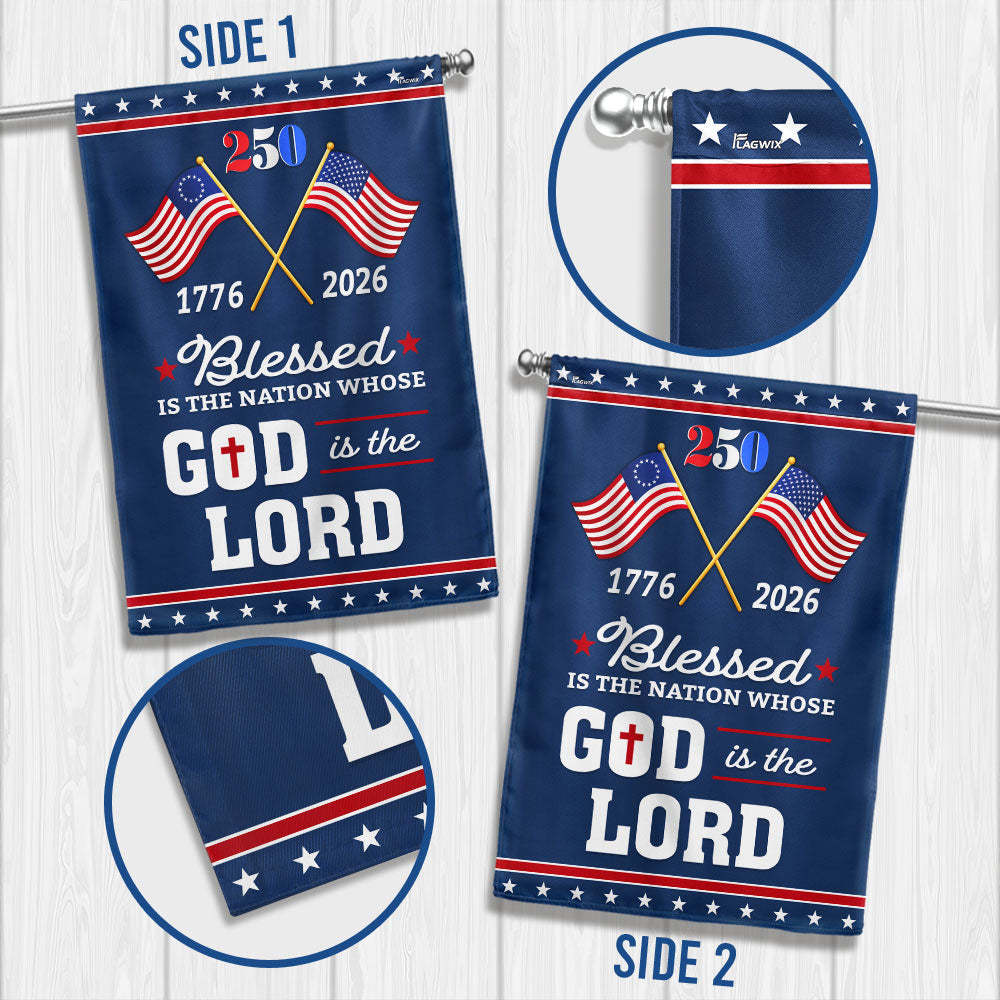 Patriotic 250 Years of America Blessed Nation 1776 2026 Flag