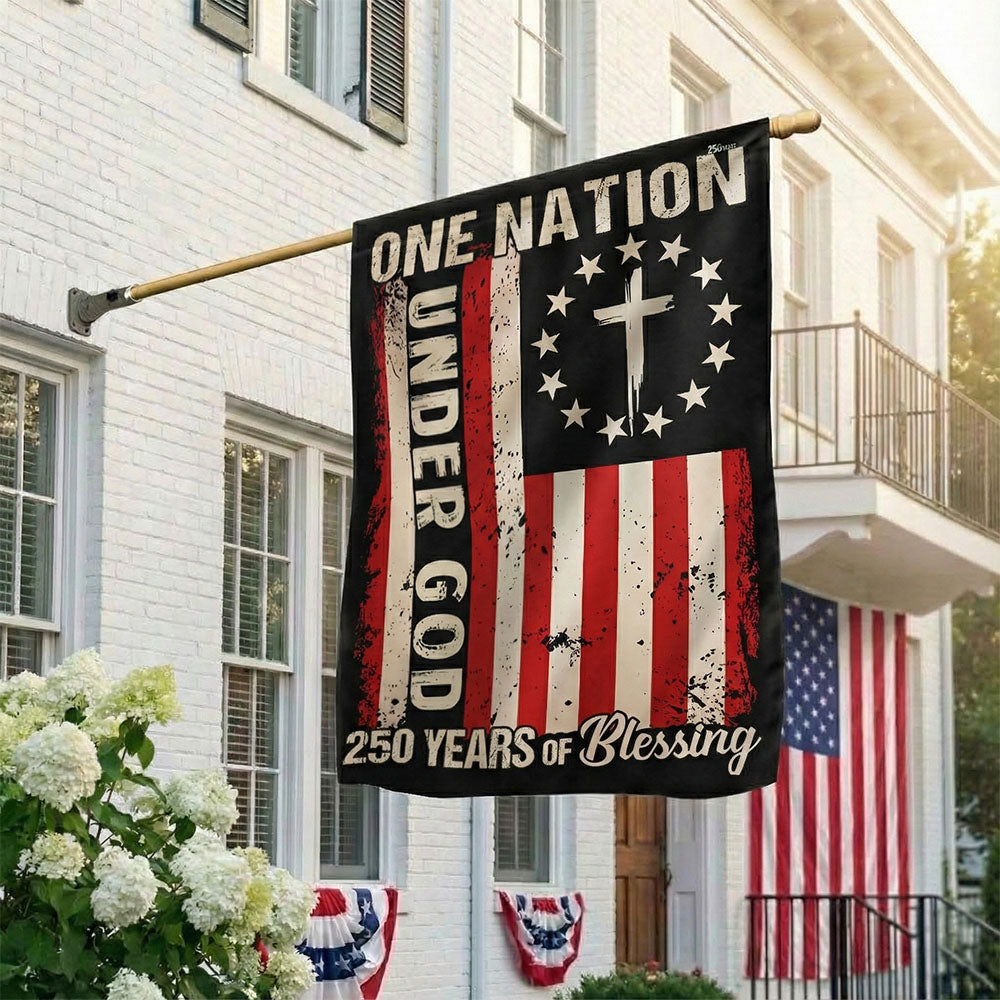 One Nation Under God 250 Years of Blessing 1776 2026 Patriotic Flag