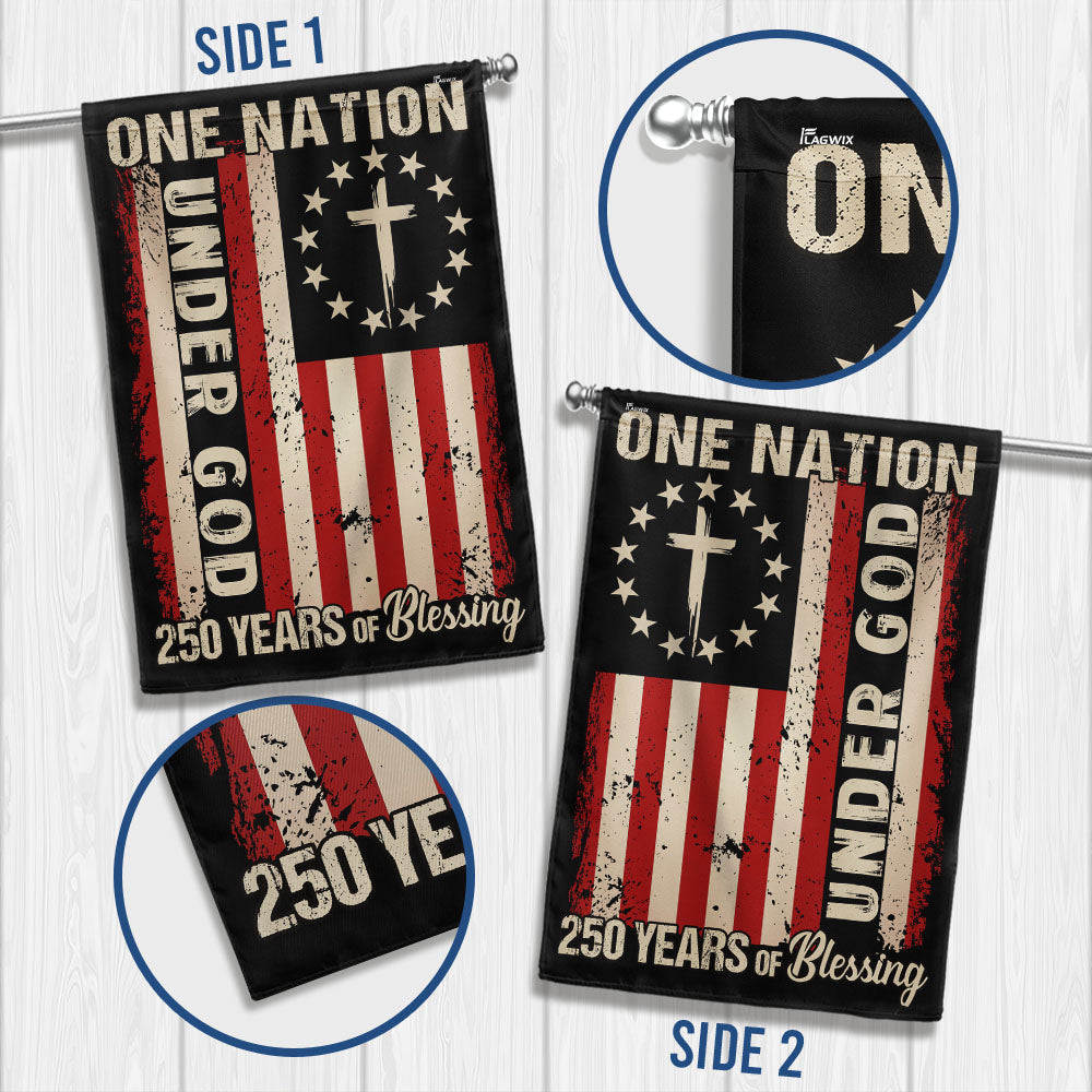 One Nation Under God 250 Years of Blessing 1776 2026 Patriotic Flag