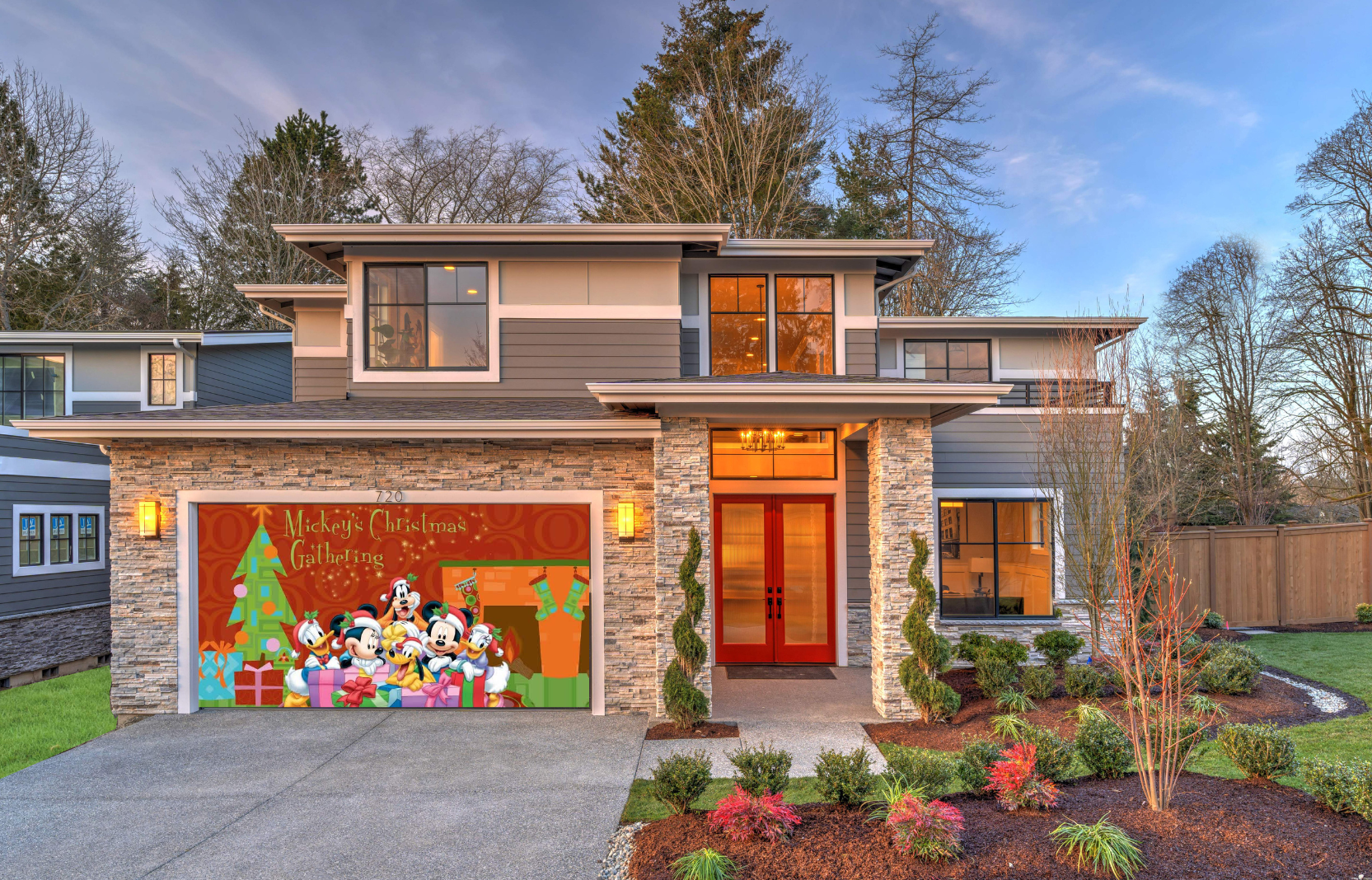 Mickey Christmas Disney Garage Door Cover Banner Backdrop