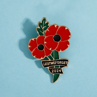 Lest We Forget Double Red Poppy Brooch