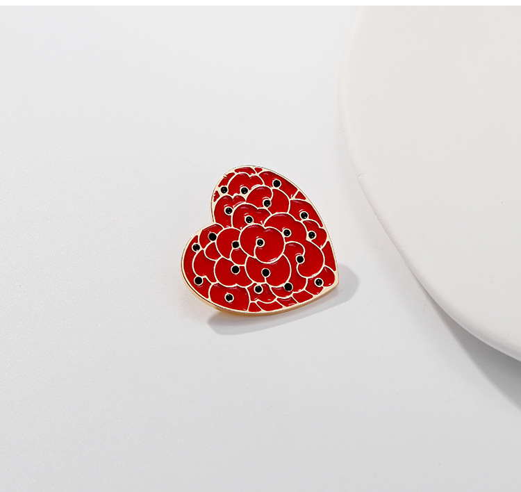 106th Anniversary 2024 Red Poppy Heart Brooch