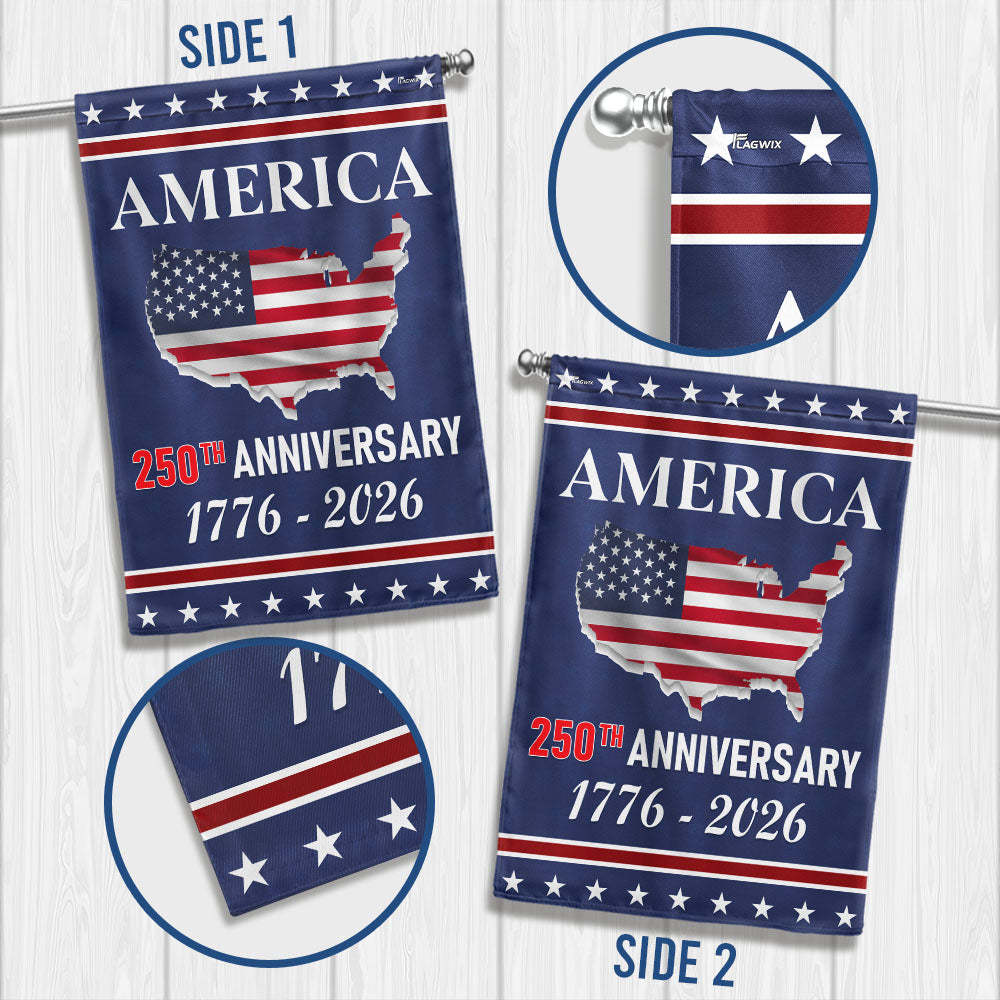 Flagwix American Flag - 250th Anniversary Semiquincentennial America Map Flag