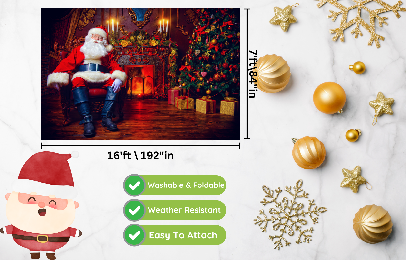 Santa Claus Sitting In The Living Room Christmas Garage Door Cover Wrap Christmas Banner