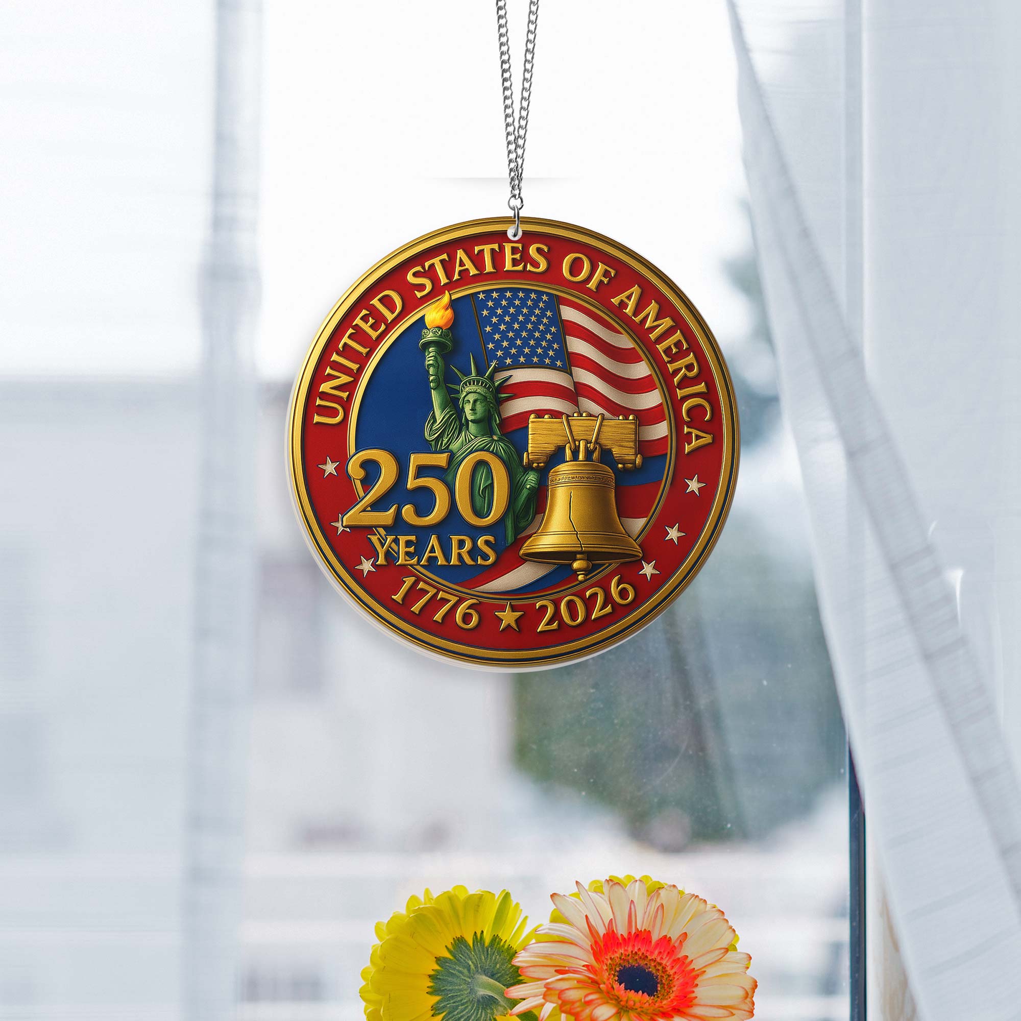 America 250th Anniversary USA 4th Of july Suncatcher