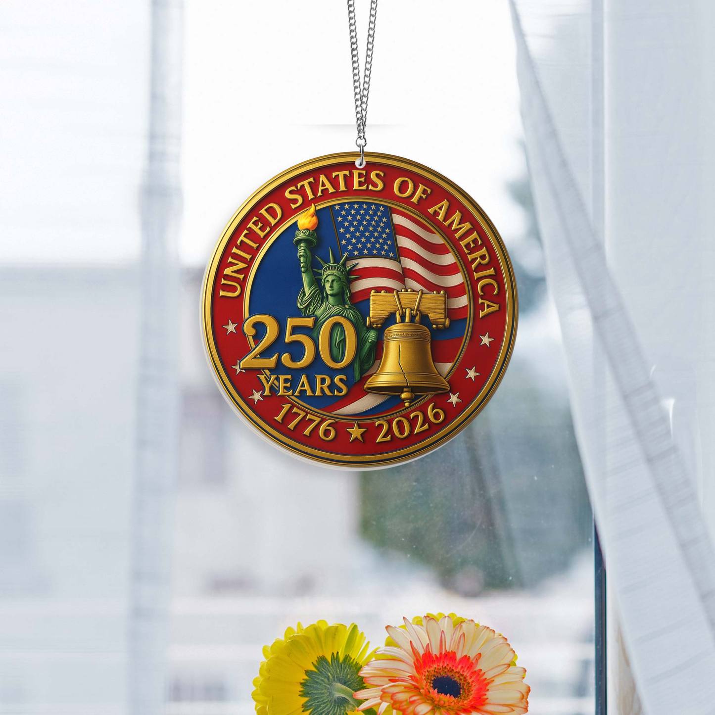 America 250th Anniversary USA 4th Of july Suncatcher