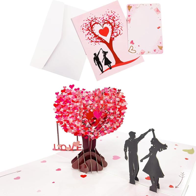 Pop Up Anniversary Card, 3D  Valentine's Day Anniversary Card with Love Tree & Hearts - Wedding Card for Wife, Husband, or Couple | Romantic Gift for Anniversary, Valentine's, Birthday (6x8 inch)
