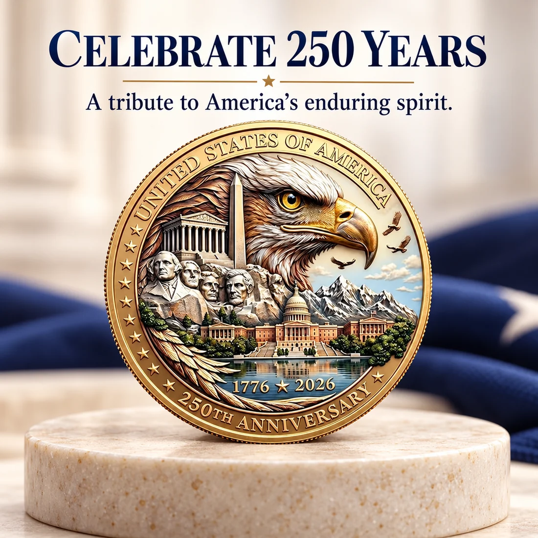Celebrate America 250 Years eagle commemorative coin