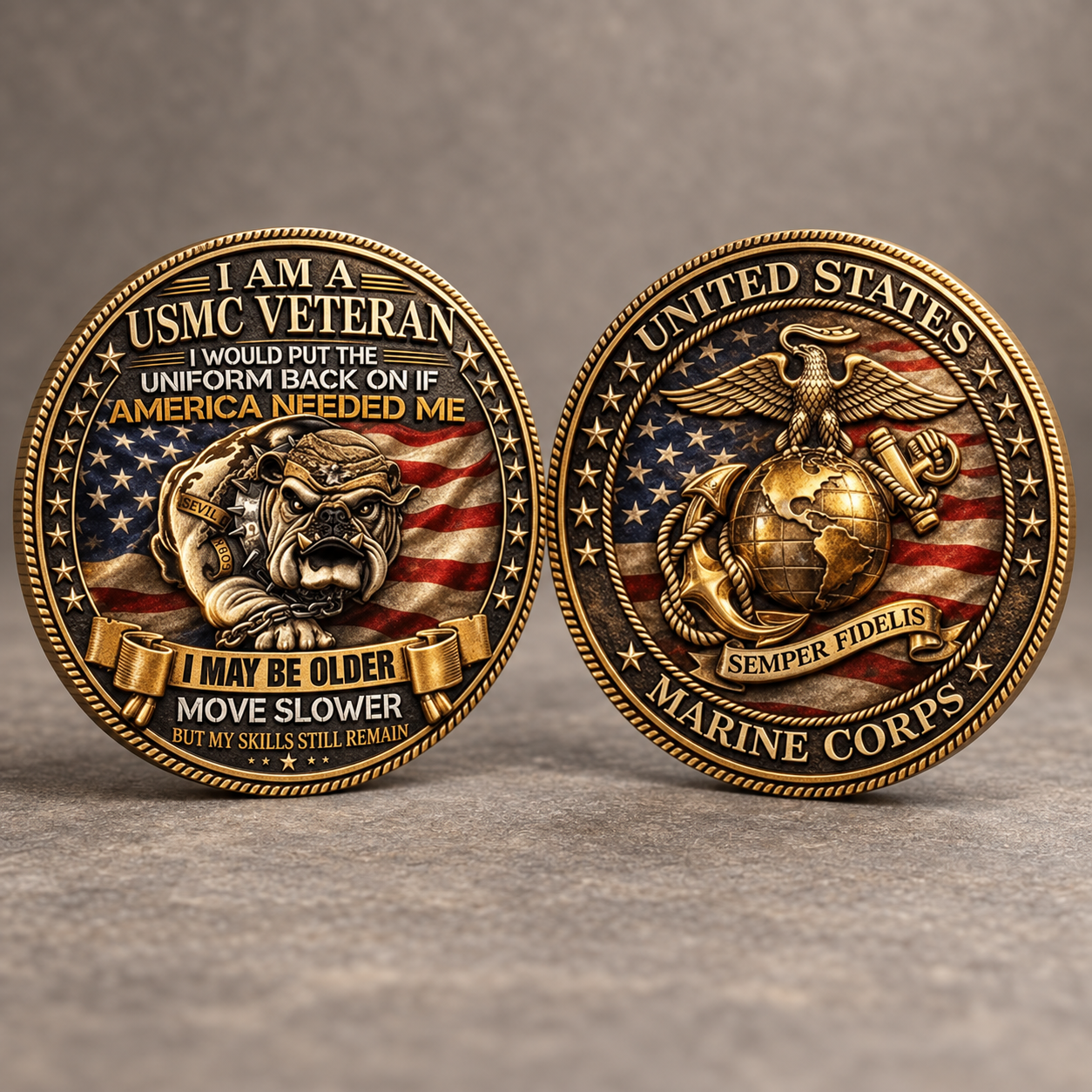USMC veteran coin — The Uniform Comes Off. The Pride Stays. 🇺🇸