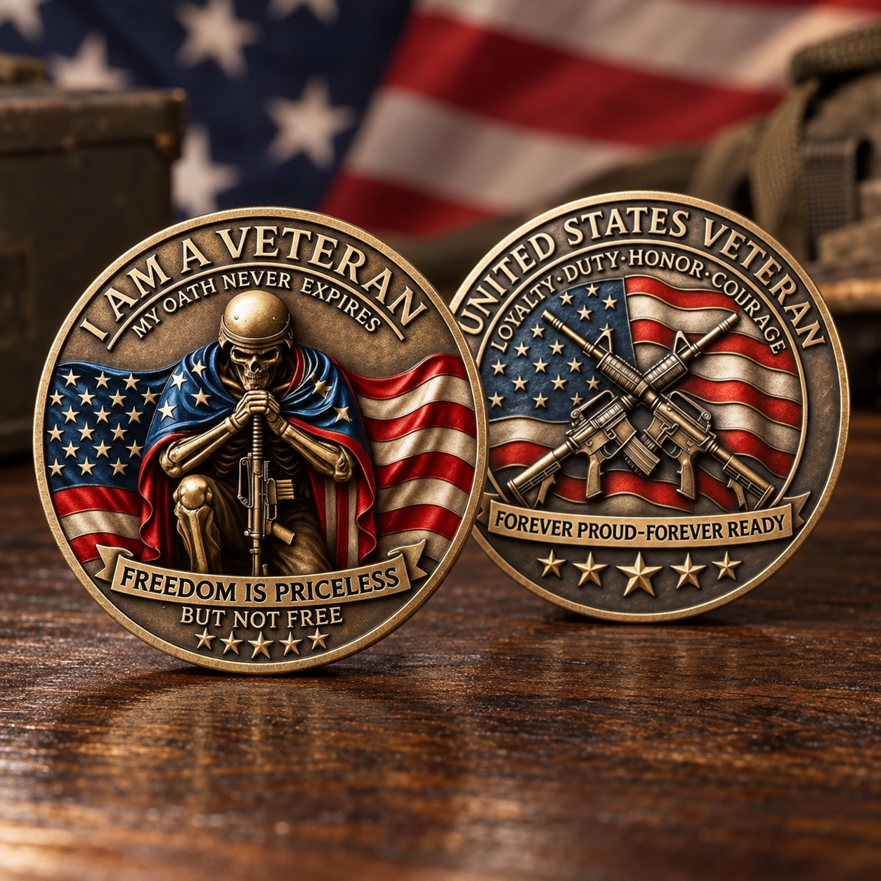 Front and reverse of the veteran commemorative coin