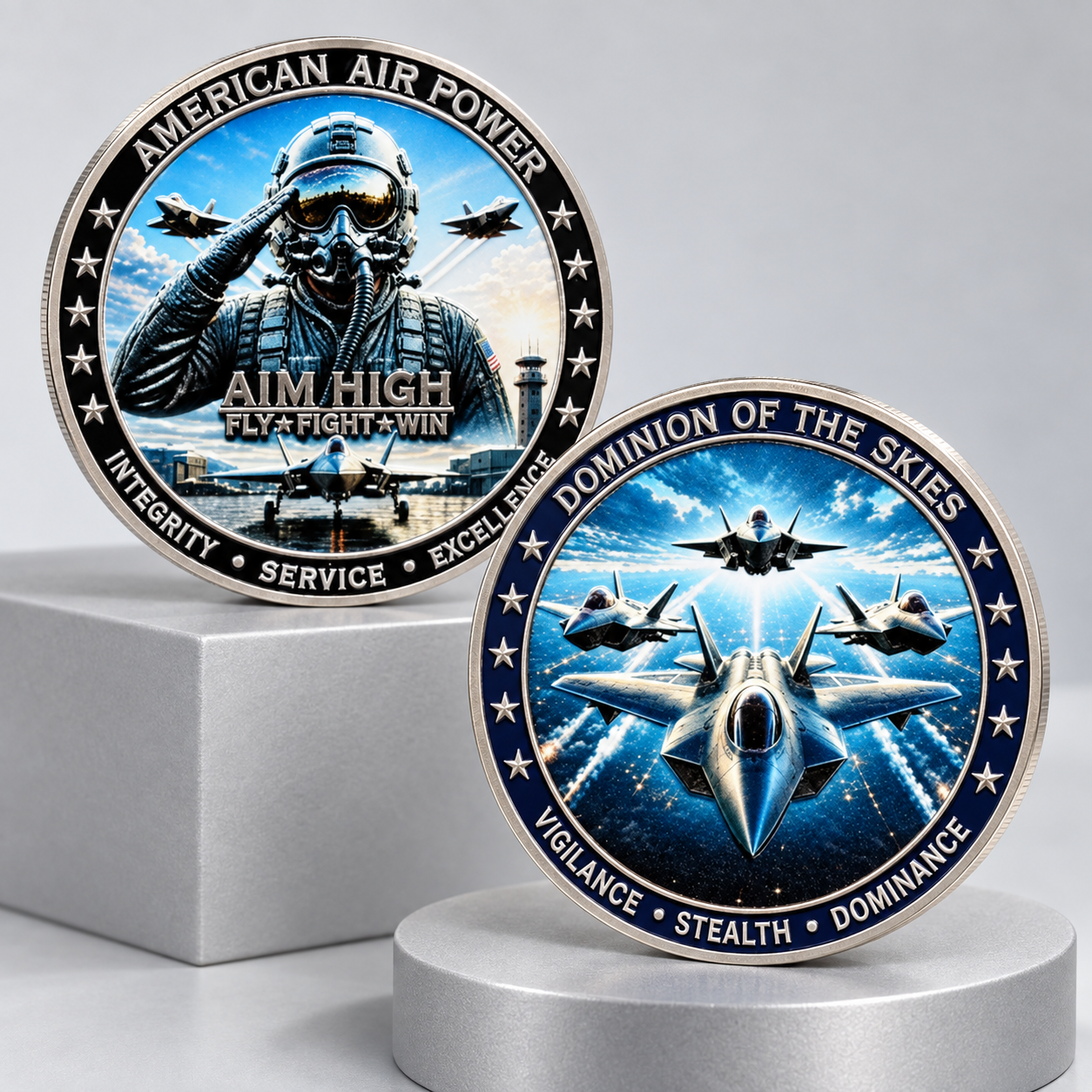 Front and reverse of the American Air Power commemorative coin