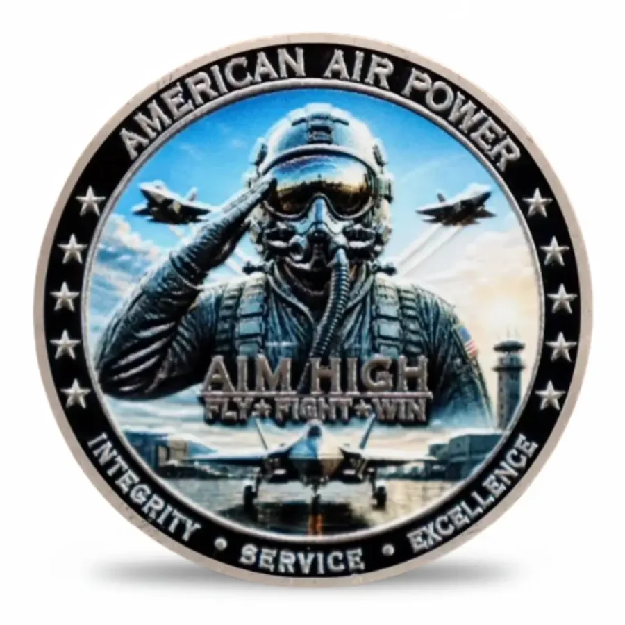 Front coin face showing a saluting pilot and aircraft