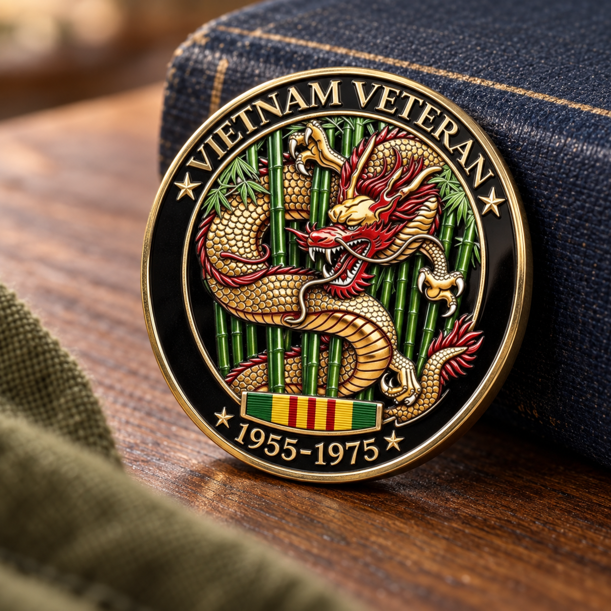 Dragon and bamboo reverse with 1955 to 1975 inscription