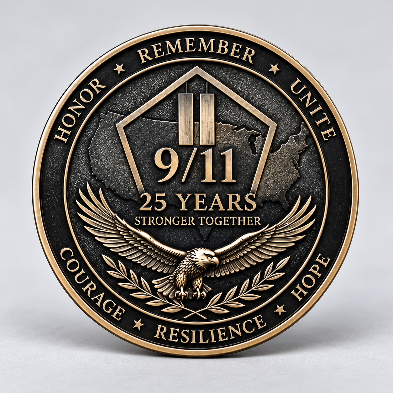 9/11 25th Anniversary Coin – Twin Towers & Liberty Tribute