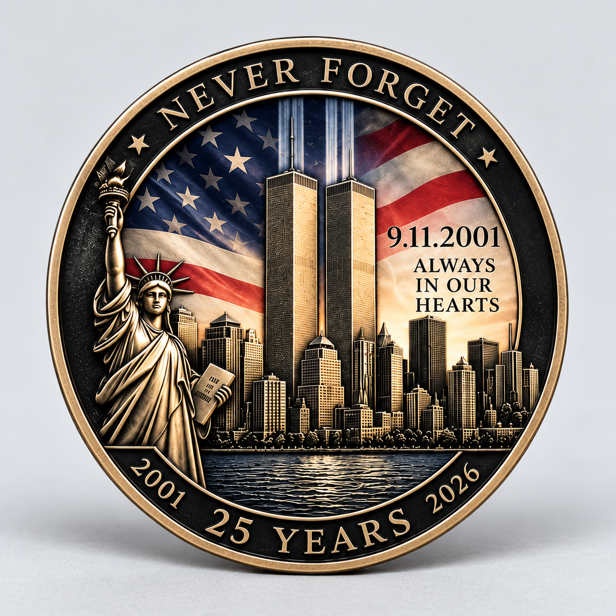 9/11 25th Anniversary Coin – Twin Towers & Liberty Tribute