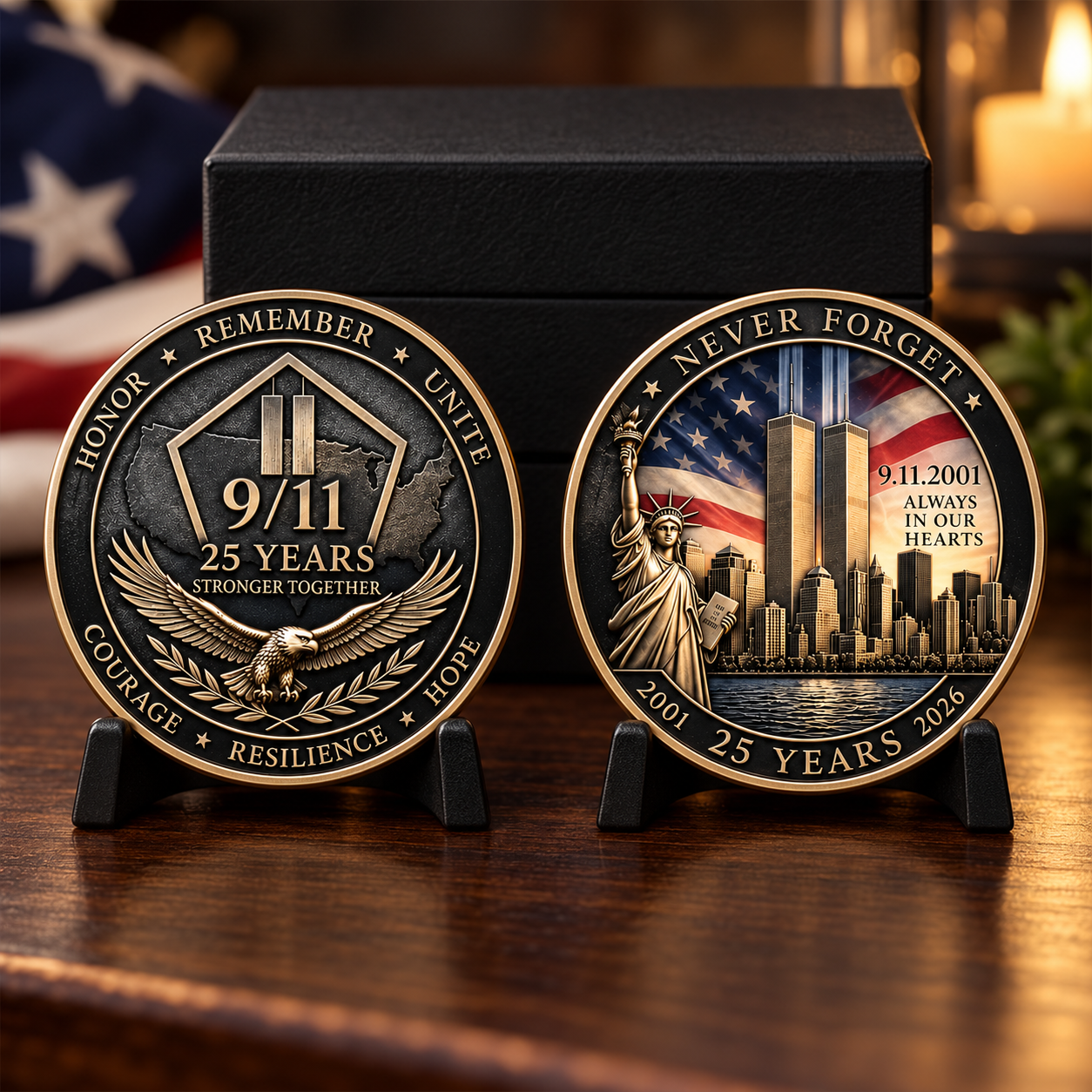 9/11 25th Anniversary Coin – Twin Towers & Liberty Tribute