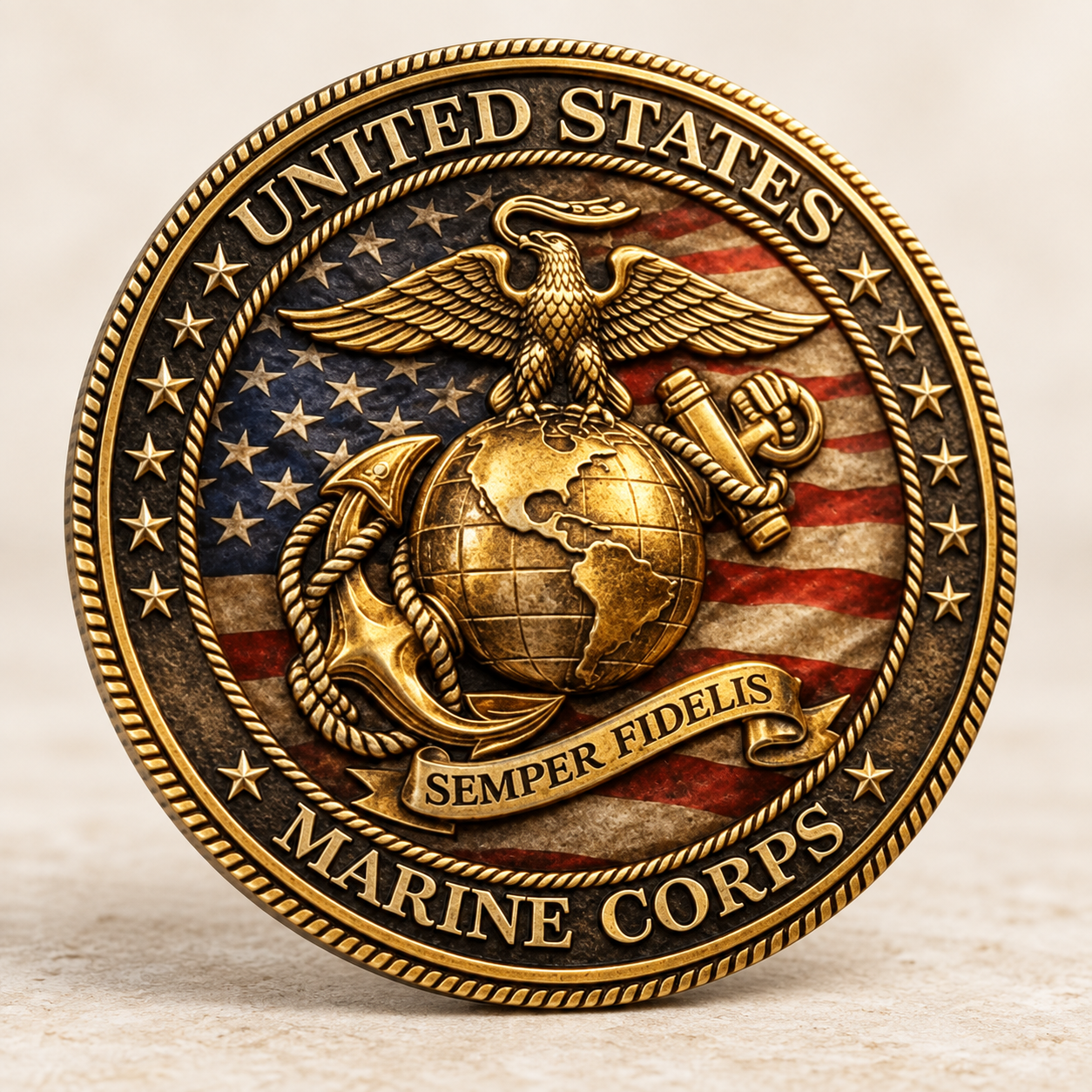 USMC veteran coin — Semper Fidelis. A Lasting Connection. ⚓