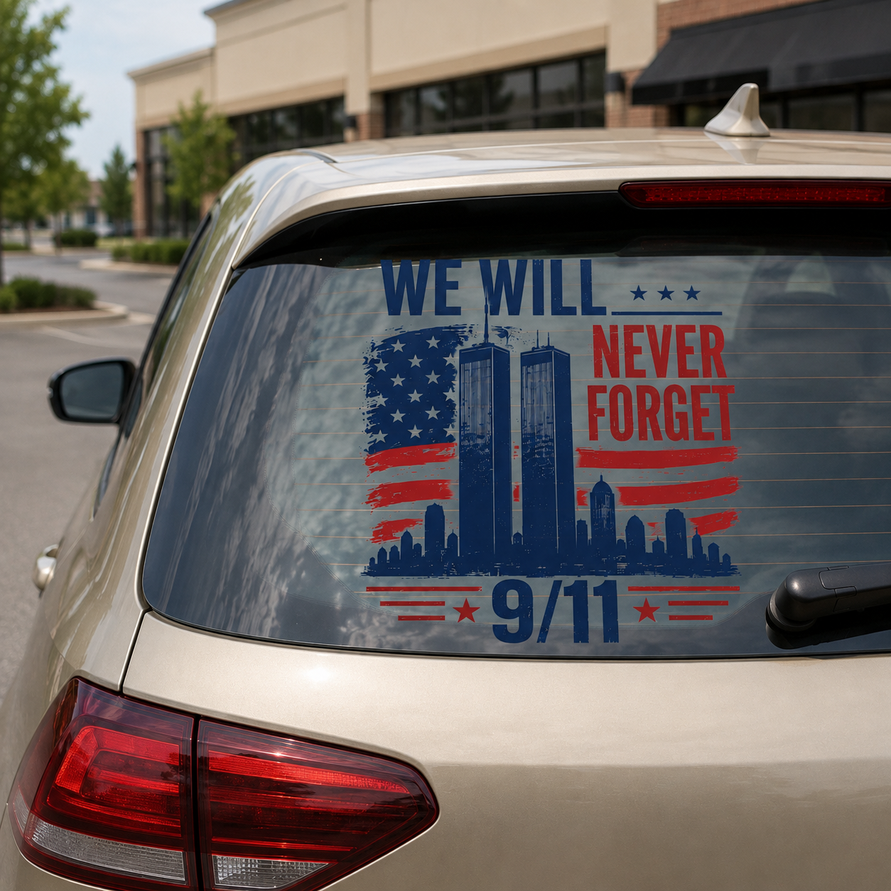 9/11 Memorial Car Window Decal – We Will Never Forget Tribute Sticker
