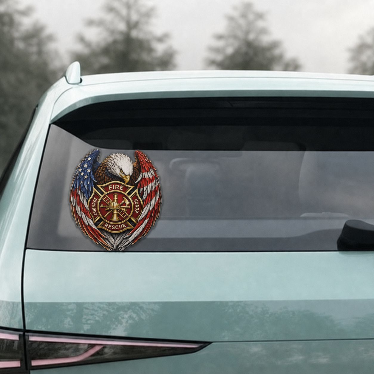 🔥 9/11 Never Forget Firefighter Eagle Memorial Car Deca
