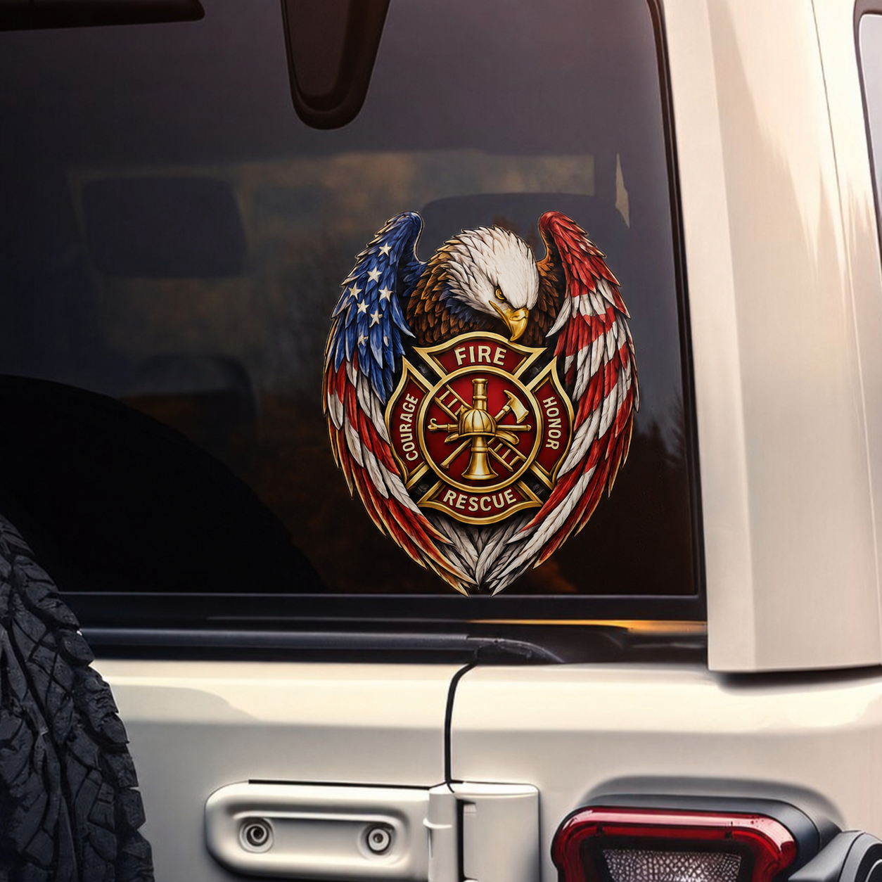 🔥 9/11 Never Forget Firefighter Eagle Memorial Car Deca