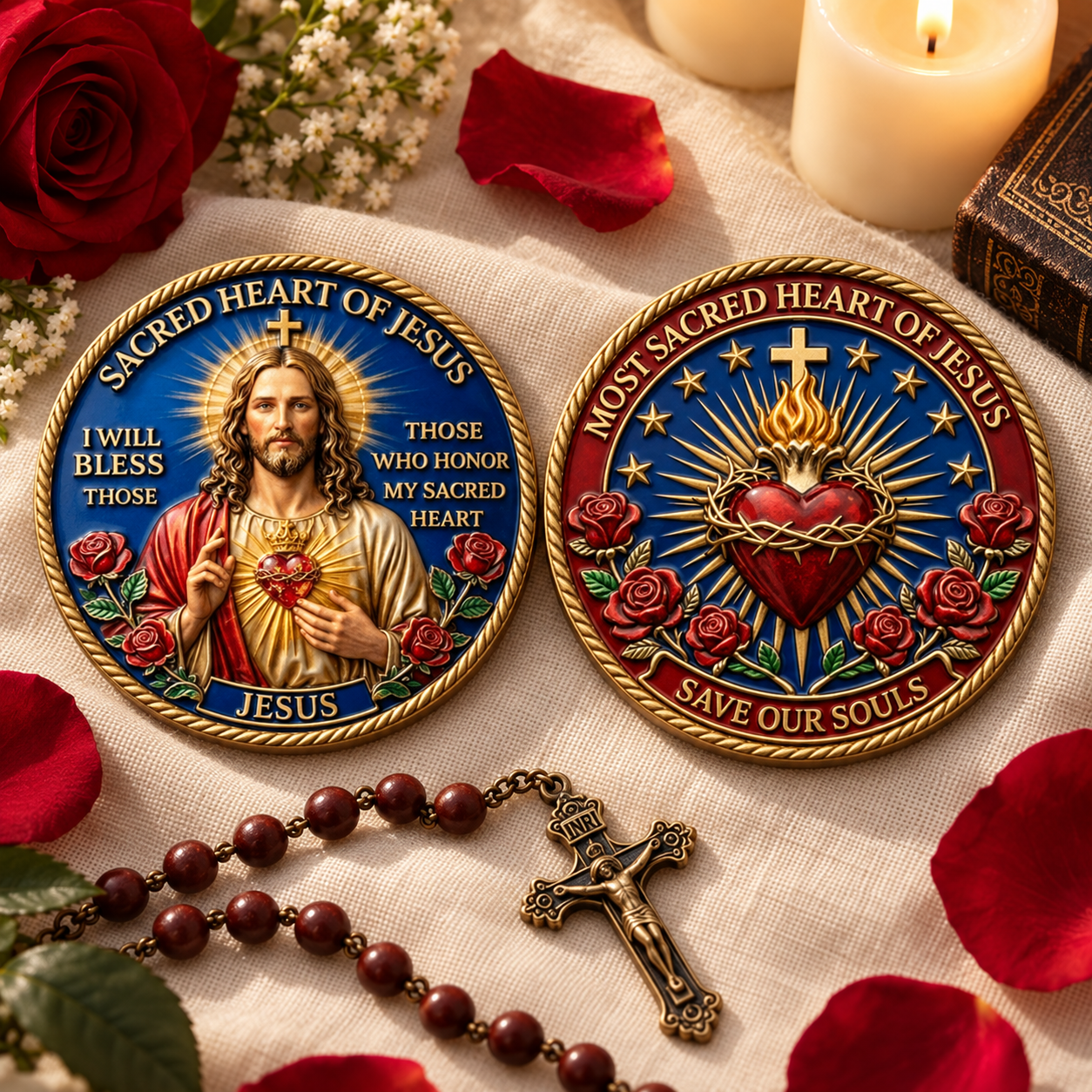 ❤️ Sacred Heart of Jesus Coin – Christian Faith & Blessing Collectible ✝️🪙
