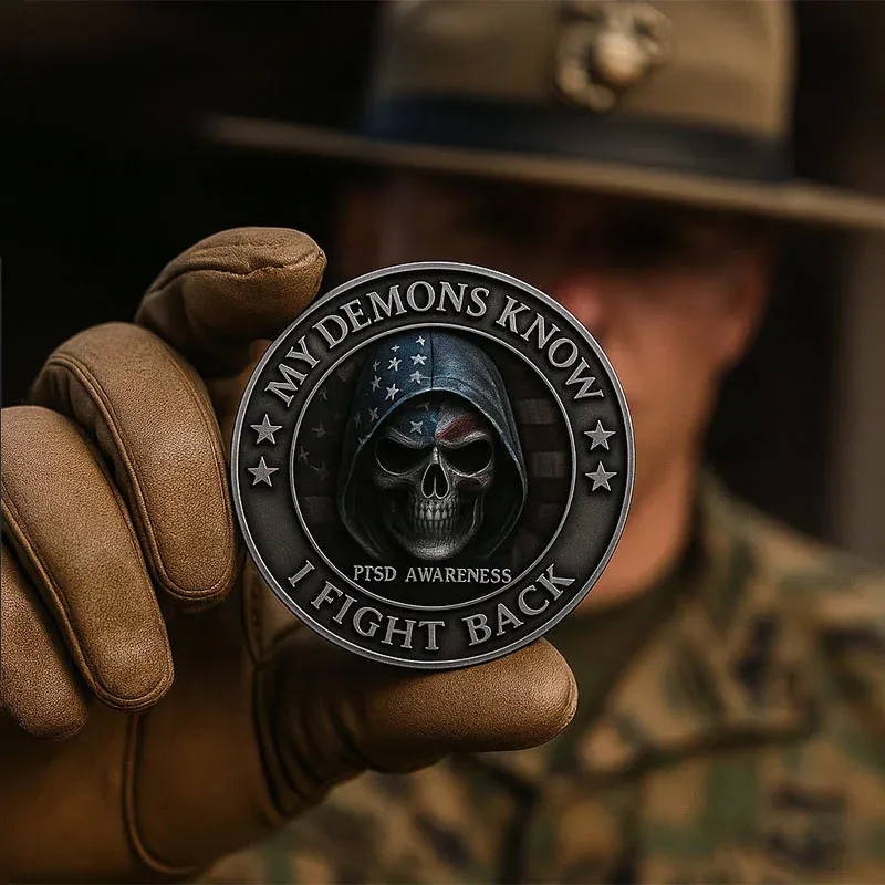 🔥PTSD Awareness Veterans Challenge Coin